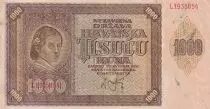 Croatia 1000 Kuna - young girl - mountains - 1941 - Serial L - VF - P.4
