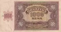 Croatia 1000 Kuna - young girl - mountains - 1941 - Serial Q - VF - P.4