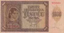 Croatia 1000 Kuna - young girl - mountains - 1941 - Serial R - VF - P.4