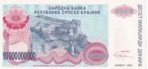 Croatie 10 000 000 000 Dinara - Armoiries - Forteresse de Knin  - 1993 - Série A