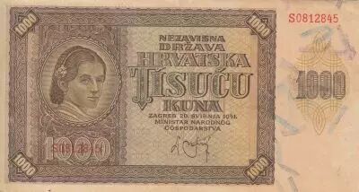 Croatie 1000 Kuna - Jeune fille - Montagnes - 26-05-1941 - S�rie S