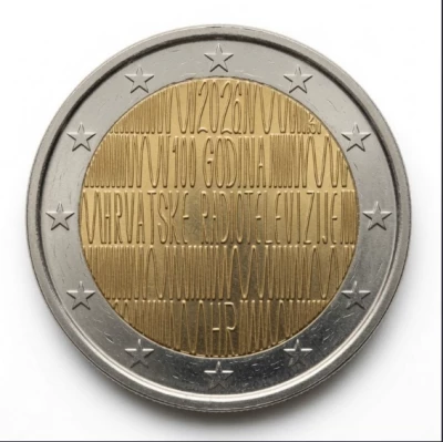 Croatie 2 Euros Comm�mo. UNC 2026 - 100 ans de la radio et de la t�l�vision croates