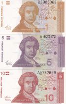 Croatie Lot 1, 5, 10 Dinara