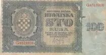 Croazia 100 Kuna 1941 - Blue-grey, arms - Serial G4518808