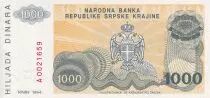 Croazia 1000 Dinara - Arms - 1994 - P.R30