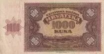 Croazia 1000 Kuna - young girl - mountains - 1941 - Serial K - VF - P.4