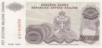 Croazia 500 000 000 Dinara - Armoiries - Ch�teau - 1993 - Serial A