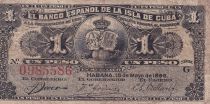 Cuba 1 Peso - Arms - Queen Maria Cristina - 1896 - P.74a