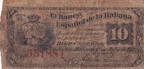Cuba 10 Centavos - 1872 - B - P.30a