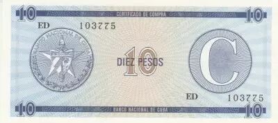 Cuba 10 Pesos - Certificado de compra - Serial C