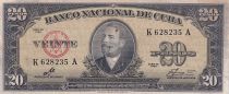 Cuba 20 Pesos - Antonio Maceo - 1960 - TTB+ - P.80c