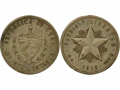 Cuba 20 Silver Centavos - 1915 Philadelphia