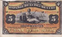 Cuba 5 Pesos - Femme, bateaux - 1896 - P.48b