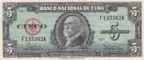 Cuba 5 Pesos - Maximo - Gomez - Coat of arms - 1960 - VF - P.91c