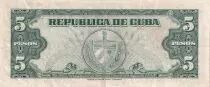 Cuba 5 Pesos - Maximo - Gomez - Coat of arms - 1960 - VF - P.91c