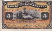 Cuba 5 Pesos - Woman, boats - 1896 - P.48b