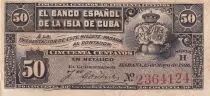 Cuba 50 centavos - Royal crown - Arms - Serial H - 1896