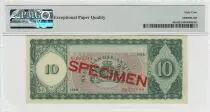 Curaçao 10 Gulden Femme assise, port - 1958 - Spécimen - PMG 64 EPQ