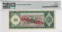Curazao 10 Gulden - Woman seated, harbor - 1958 - Specimen - PMG 64 EPQ - P.46s