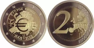 Cyprus  2 Euros Comm�mo. 2012 - 10 years of the Euro