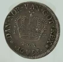 Danemark 1 Mark Argent - Christian V - 1693
