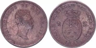 Danemark 2 Skilling,  Fr�deric VI - 1811
