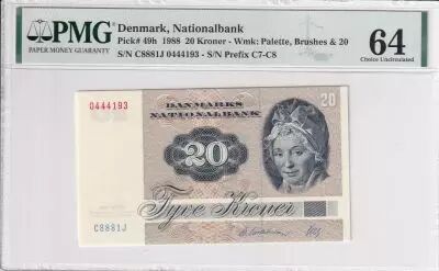 Danemark 20 Kroner, Pauline Tutein - Moineaux - 1988 - S�rie C8