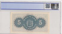 Danemark 5 Kroner Bleu - 1945 - PCGS 45