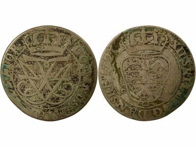 Danemark Fr�d�ric IV - 12 Skilling Argent - 1721 Copenhague