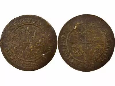 Dauphin� - Brass Counter Token - XVth Century, Pierced