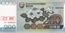 Democratic People´s Republic of Korea 200 Won - Flowers - Specimen - 1999 - P.48s