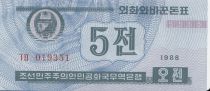 Democratic People´s Republic of Korea 5 Chon Blue - 1988