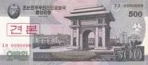 Democratic People´s Republic of Korea 500 Won - Arch of Triumph - 2008 (2009) - Specimen