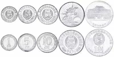 Democratic People�s Republic of Korea Set of 5 Coins - 1959-1987 - AU