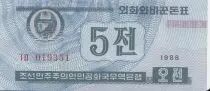 Demokratische Volksrepublic Korea 5 Chon Blue - 1988