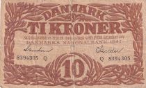 Denmark 10 Kroner - 1941 - VG+ - Letter Q - P.31