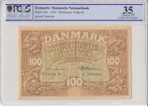 Denmark 100 Kroner 1943 - Ornamentation of Dolphins -1943 - PCGS VF 35