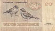 Denmark 20 Kroner, Pauline Tutein - House Sparrow - 1981 - Serial C1 - P.49c