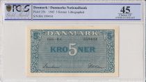 Denmark 5 Kroner Blue - 1945 - PCGS 45