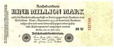Deutschland 1 000 000 Mark 1923  - Serial and numbers can be different - Without letter