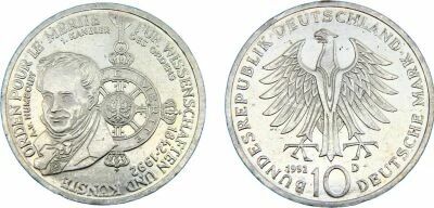 Deutschland 10 Reichsmark - 150th Anniversary of the Pour le M�rite decoration - 1992 D Munich - Silver