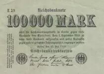 Deutschland 100 000 Mark - Reichbanknote - Serial E.25 - 1923 - P.91a