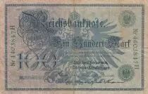 Deutschland 100 Mark - 1908 - Green seal 7 digit Nr44H - P.34