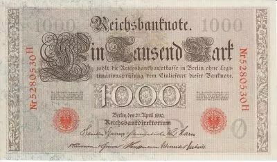 Deutschland 1000 Mark Allegorical figures - Red seal - 1910 - 7 digit