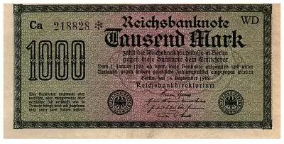 Deutschland 1000 Mark Dk green on green and lilac - 1922 - VF - P.76