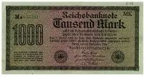 Deutschland 1000 Mark Dk green on green and lilac - 1922 - VF - P.76