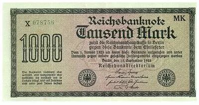 Deutschland 1000 Mark Dk green on green and lilac - 1922 - VF - P.76