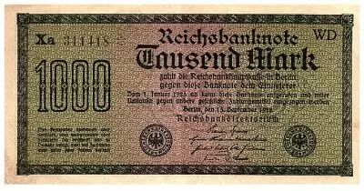Deutschland 1000 Mark Dk green on green and lilac - 1922 - VF - P.76