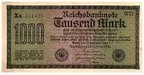 Deutschland 1000 Mark Dk green on green and lilac - 1922 - VF - P.76