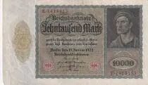 Deutschland 10000 Mark - Portrait of man by Durer - 1922 - Serial F letter E